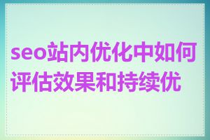 seo站内优化中如何评估效果和持续优化