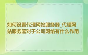 如何设置代理网站服务器_代理网站服务器对于公司网络有什么作用