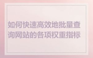 如何快速高效地批量查询网站的各项权重指标