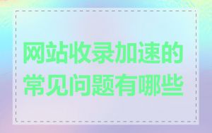 网站收录加速的常见问题有哪些