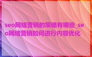 seo网络营销的策略有哪些_seo网络营销如何进行内容优化