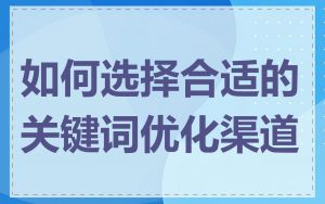 如何选择合适的关键词优化渠道