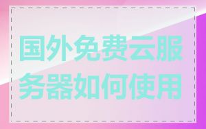国外免费云服务器如何使用