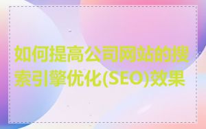 如何提高公司网站的搜索引擎优化(SEO)效果