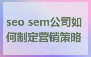 seo sem公司如何制定营销策略