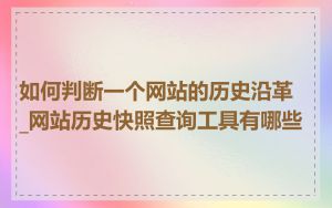 如何判断一个网站的历史沿革_网站历史快照查询工具有哪些