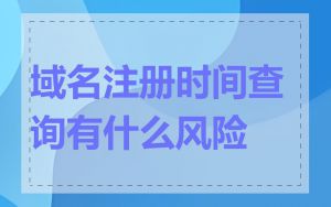 域名注册时间查询有什么风险