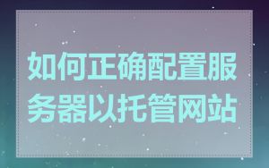 如何正确配置服务器以托管网站