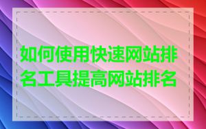 如何使用快速网站排名工具提高网站排名