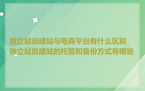 独立站自建站与电商平台有什么区别_独立站自建站的托管和备份方式有哪些