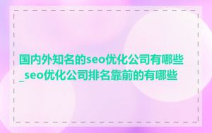 国内外知名的seo优化公司有哪些_seo优化公司排名靠前的有哪些