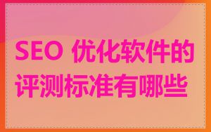 SEO 优化软件的评测标准有哪些