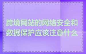 跨境网站的网络安全和数据保护应该注意什么