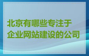 北京有哪些专注于企业网站建设的公司