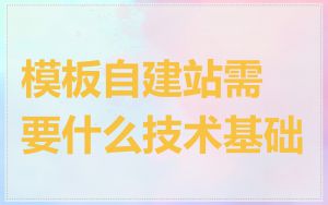 模板自建站需要什么技术基础