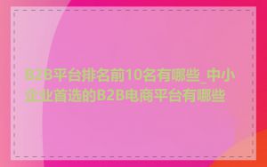 B2B平台排名前10名有哪些_中小企业首选的B2B电商平台有哪些
