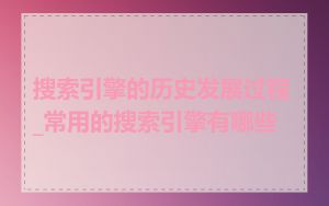 搜索引擎的历史发展过程_常用的搜索引擎有哪些