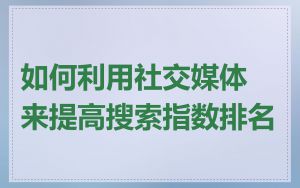 如何利用社交媒体来提高搜索指数排名