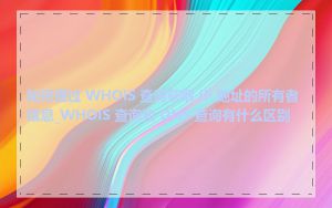 如何通过 WHOIS 查询获取 IP 地址的所有者信息_WHOIS 查询和 DNS 查询有什么区别