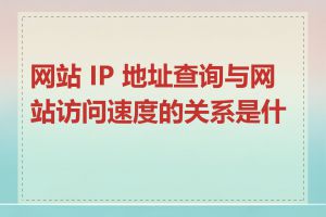 网站 IP 地址查询与网站访问速度的关系是什么