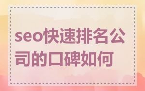 seo快速排名公司的口碑如何