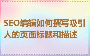 SEO编辑如何撰写吸引人的页面标题和描述