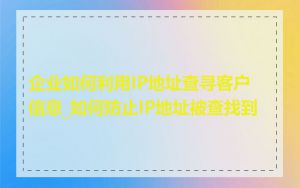 企业如何利用IP地址查寻客户信息_如何防止IP地址被查找到