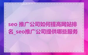 seo 推广公司如何提高网站排名_seo推广公司提供哪些服务