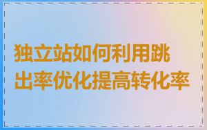 独立站如何利用跳出率优化提高转化率