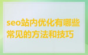 seo站内优化有哪些常见的方法和技巧