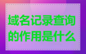 域名记录查询的作用是什么