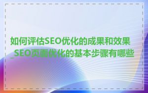 如何评估SEO优化的成果和效果_SEO页面优化的基本步骤有哪些