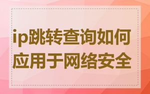 ip跳转查询如何应用于网络安全