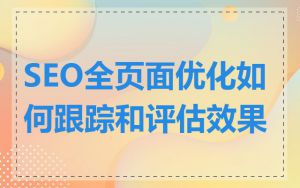 SEO全页面优化如何跟踪和评估效果