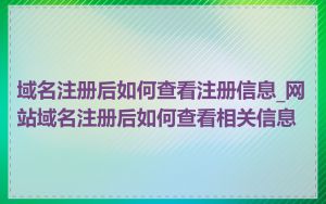 域名注册后如何查看注册信息_网站域名注册后如何查看相关信息