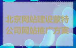 北京网站建设蒙特公司网站推广方案