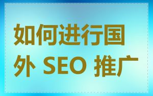 如何进行国外 SEO 推广