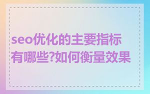 seo优化的主要指标有哪些?如何衡量效果