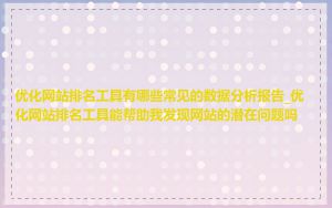 优化网站排名工具有哪些常见的数据分析报告_优化网站排名工具能帮助我发现网站的潜在问题吗