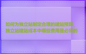 如何为独立站制定合理的建站预算_独立站建站成本中哪些费用是必须的