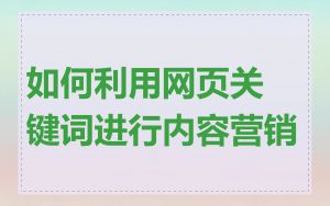 如何利用网页关键词进行内容营销