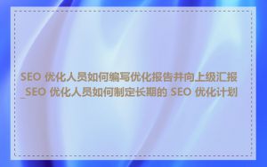 SEO 优化人员如何编写优化报告并向上级汇报_SEO 优化人员如何制定长期的 SEO 优化计划