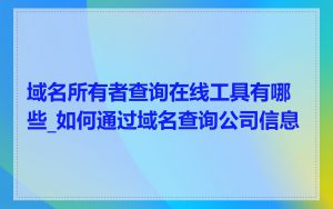 域名所有者查询在线工具有哪些_如何通过域名查询公司信息