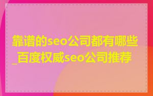 靠谱的seo公司都有哪些_百度权威seo公司推荐