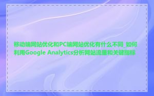 移动端网站优化和PC端网站优化有什么不同_如何利用Google Analytics分析网站流量和关键指标