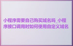 小程序需要自己购买域名吗_小程序接口调用时如何使用自定义域名