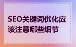 SEO关键词优化应该注意哪些细节