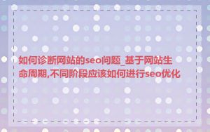 如何诊断网站的seo问题_基于网站生命周期,不同阶段应该如何进行seo优化