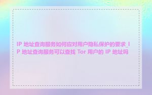 IP 地址查询服务如何应对用户隐私保护的要求_IP 地址查询服务可以查找 Tor 用户的 IP 地址吗