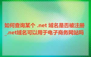 如何查询某个 .net 域名是否被注册_.net域名可以用于电子商务网站吗